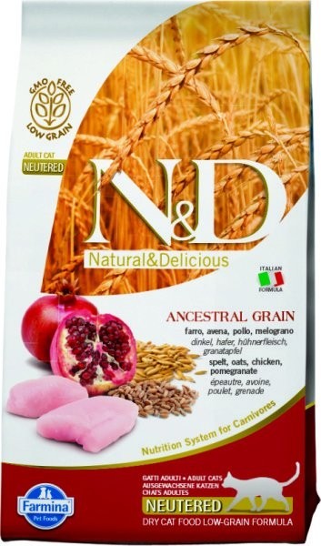 N&D LG CAT Neutered Chicken & Pomegranate 1,5kg