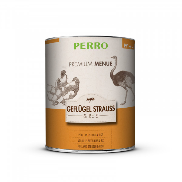 PERRO Premium Menue Light Pštros a rýže 820g