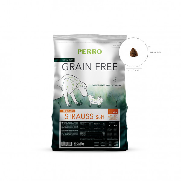 PERRO Grain Free Adult Mini Soft Pštros 2,5kg