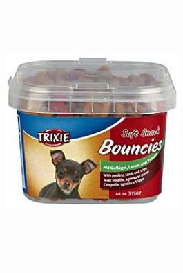 Pochoutka BOUNCIES mini kostičky kuř/jehn/dršť 140g TR