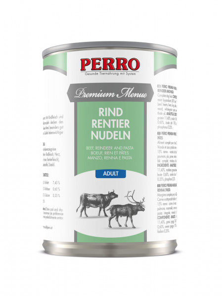 PERRO Premium Menue Hovězí, Sob a celozrné nudle 410g