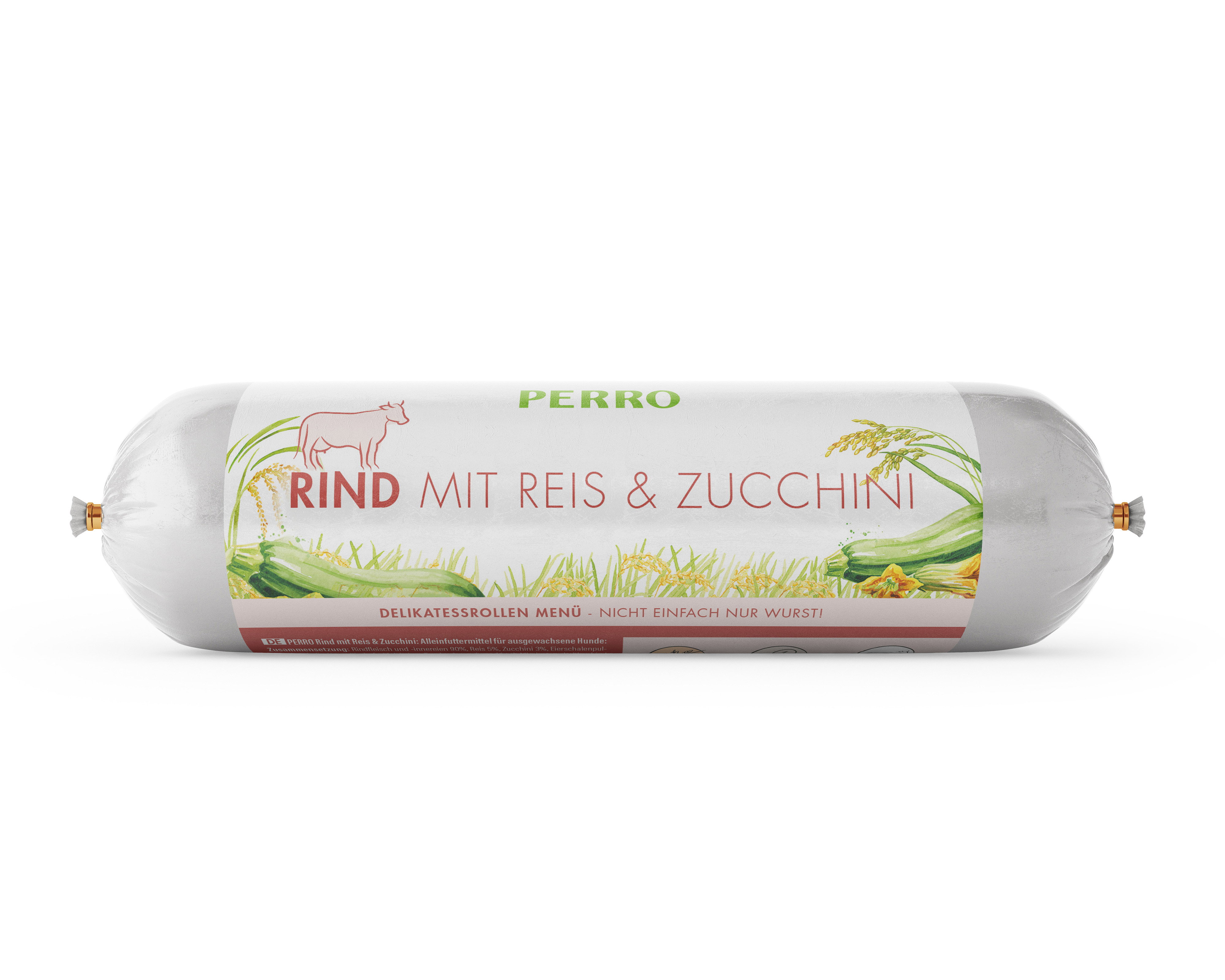 PERRO Delikatessrolle Hovězí maso, rýže a cuketa 400g