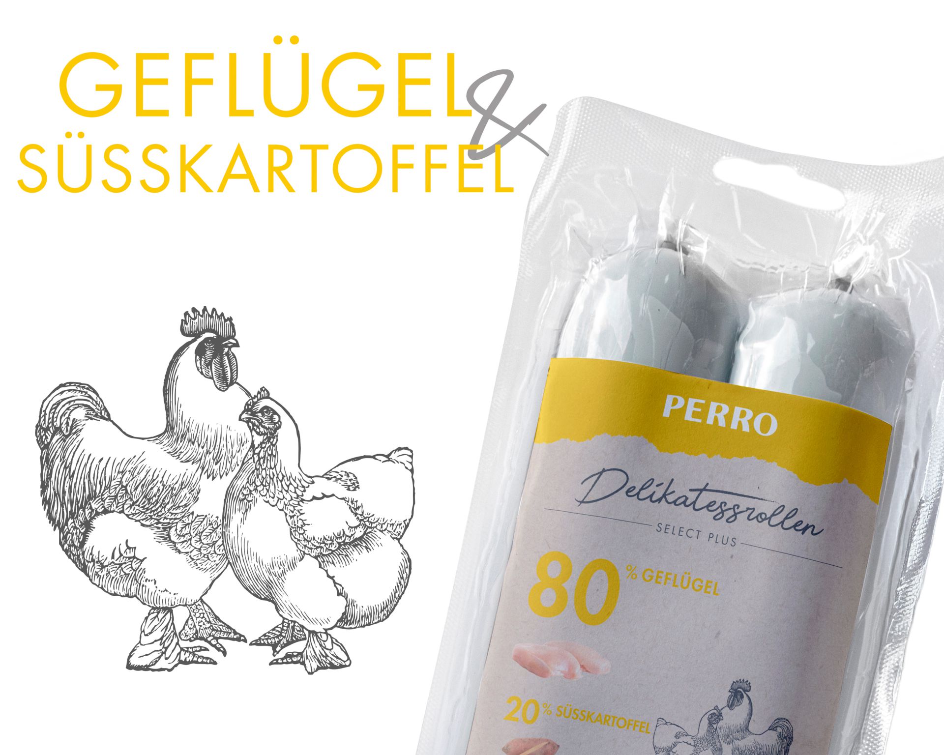 PERRO Delikatessrolle č. 3 Drůbež a batáty 2x400g