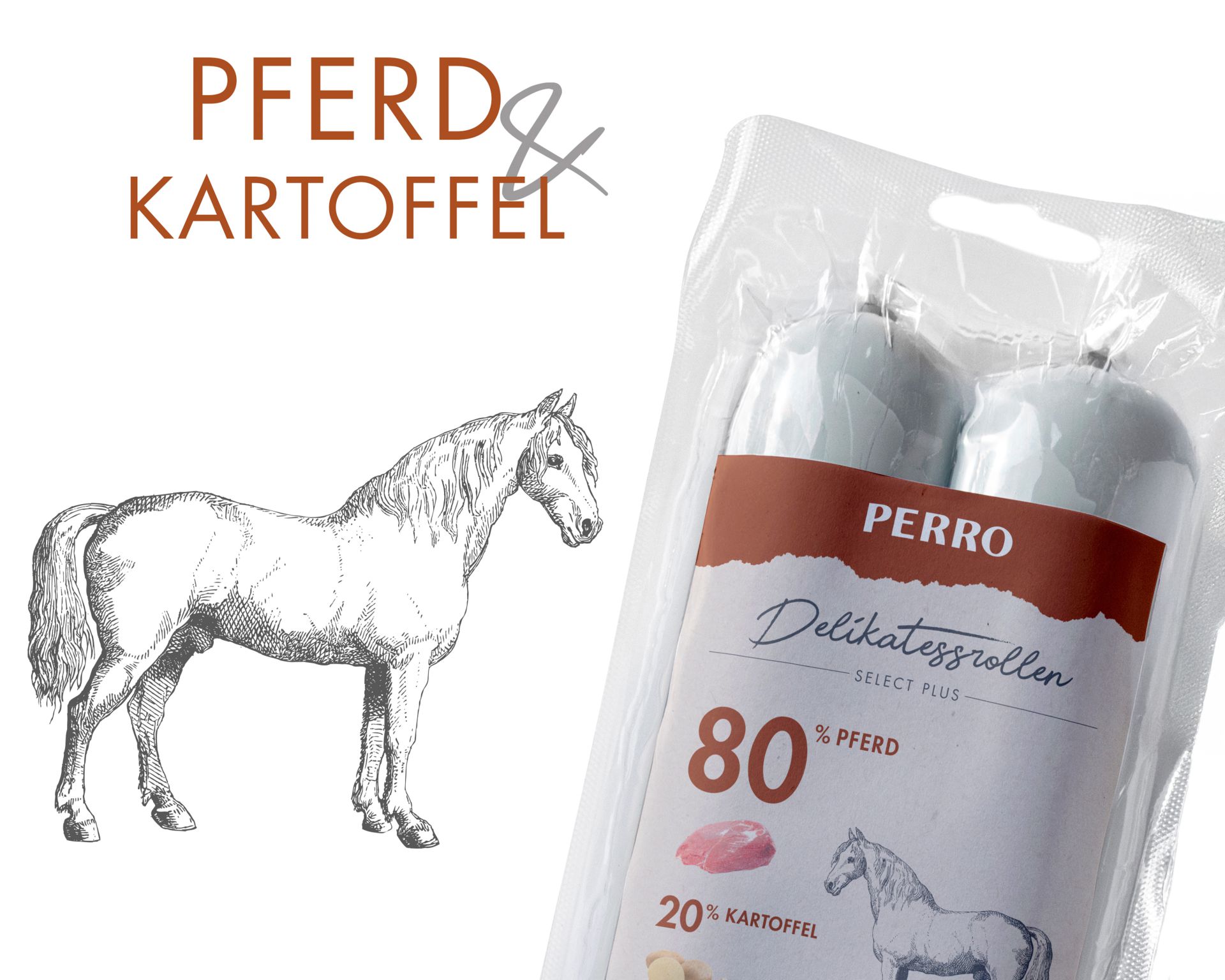 PERRO Delikatessrolle č. 1 Kůň a brambory 2x400g